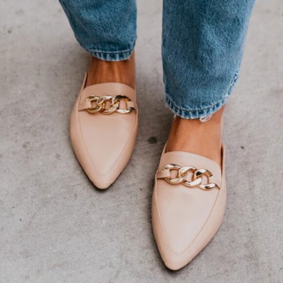 Women's Tan Flats - Picture 3 of 5